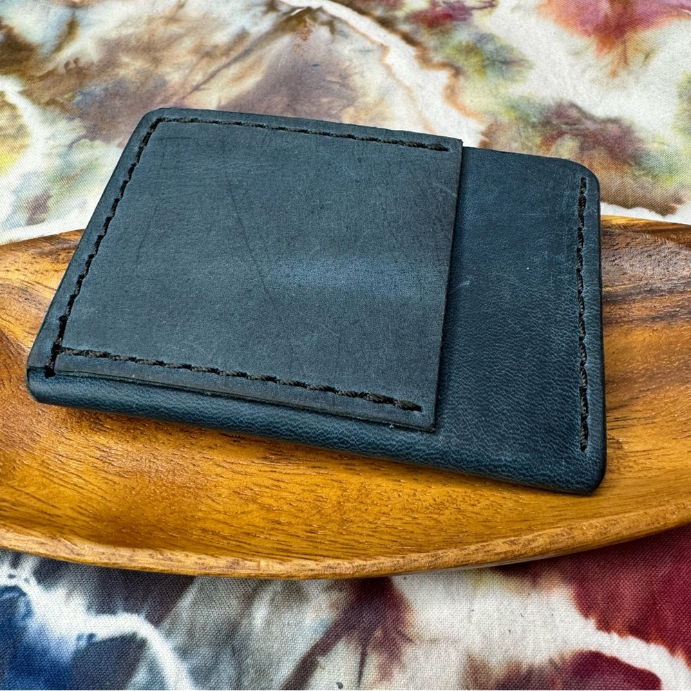 Card holder wallet rustic Blue ultra slim leather wallet card holder